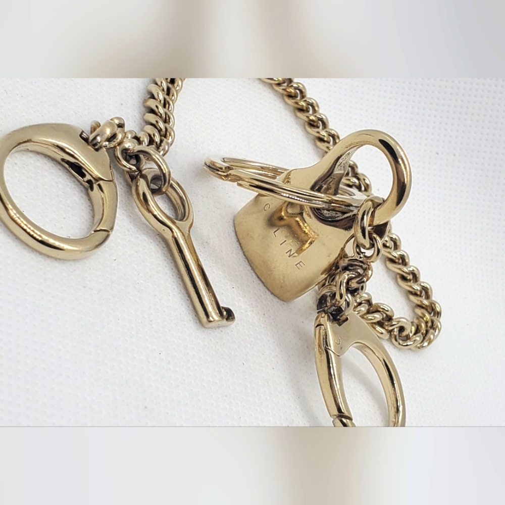CELINE - Vintage, key chain ring charm gold metal - like new - Picture 3 of 4
